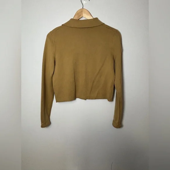 J.Crew, patch pocket sweater, lady jacket, cotton, honey, brown preppy XS NWT - Picture 4 of 6